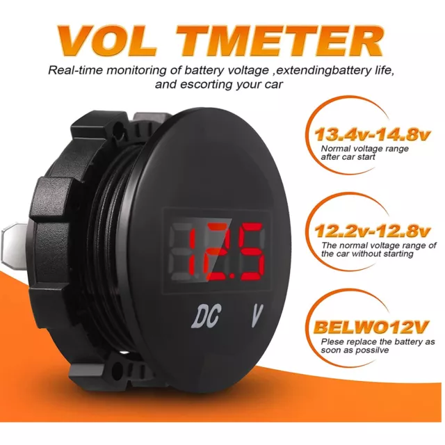 12-24V LED Digital Voltmeter Volt Meter Switch Car Battery Monitor Voltage Gauge 3