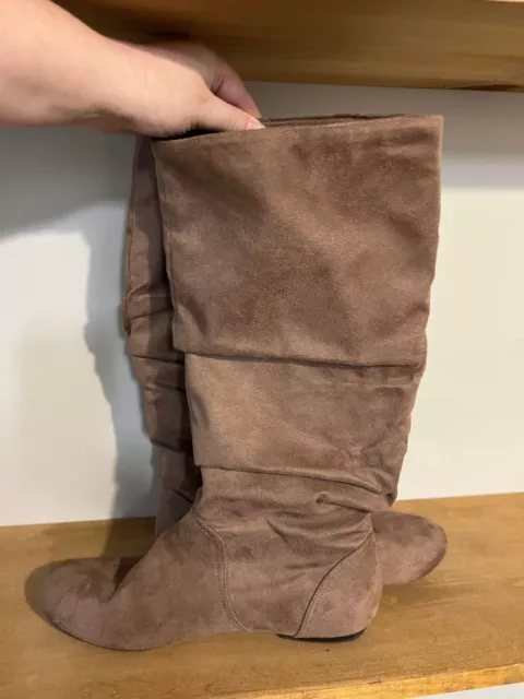 American Eagle Outfitters Womens Brown Suede Slouch Leather Tall Boots Size 10