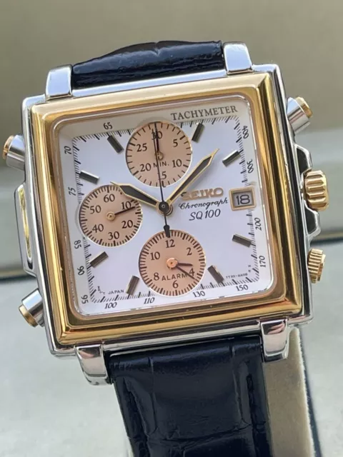 ULTIMATE RARE SEIKO SQ MONACO TANK SALMON Dial 7T32 Chronograph Square Watch 499.99 PicClick