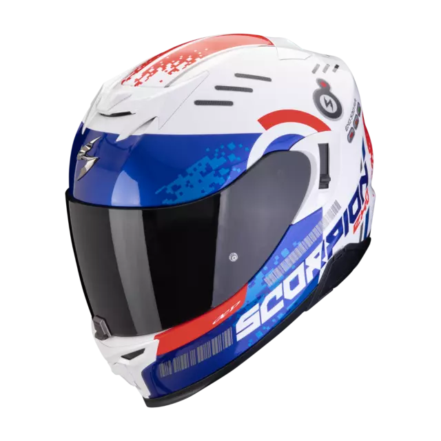 Casque SCORPION  EXO-520 EVO AIR TITAN Blanc Bleu Rouge 2024