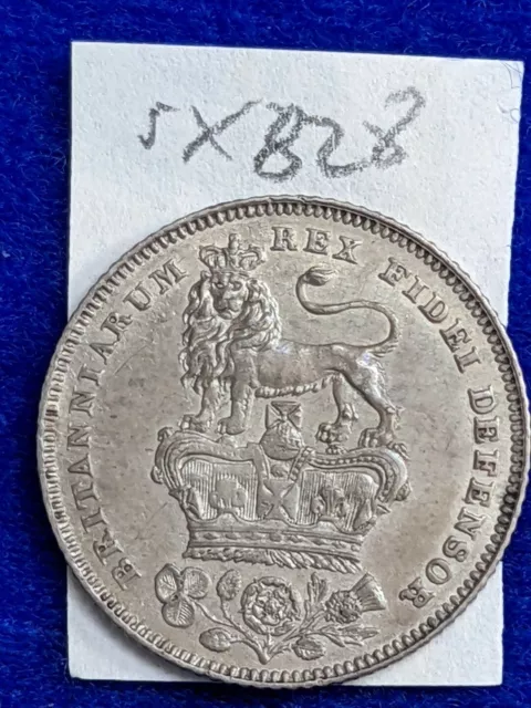 1828 George IV sixpence 6d  Silver Coin grade nearly EF scarce uneven tone SX828