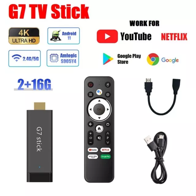 G7  Stick S905Y4 4K  Dongle 2 Go + 16 Go Android 11.0   Box 2.4G 5G WiFi Bl8320