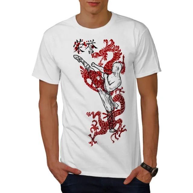 T-shirt da uomo Wellcoda Ninja Dragon Warrior, T-shirt stampata design grafico