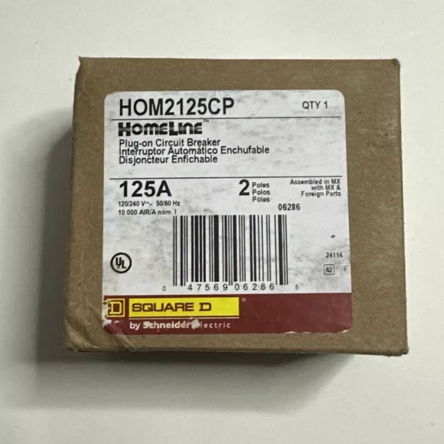 Square D HOM2125CP 125 Amp Two Pole Circuit Breaker - Factory Sealed