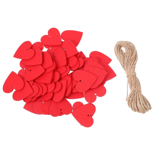 2 set decorazione a mano amore rosso trucioli di legno etichetta pianta impianto