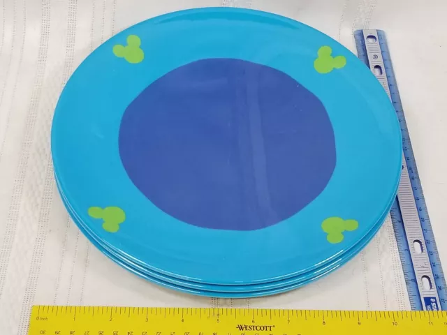 3 DISNEY Mikey mouse Melamine Plates Blue Green 11"