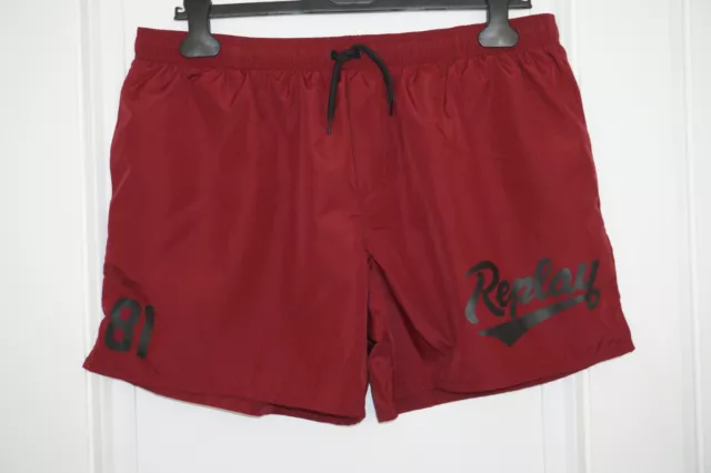 Replay Beachwear Red Shorts Man XL Swim Trunk Boxer Sea Pool Extra Large 36" 38"