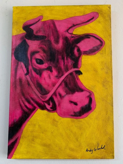Andy Warhol - Painting - Oil On Canvas - Pink Cow
