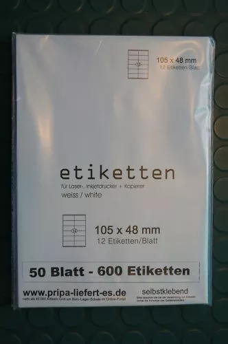 1200 Etiketten 105x48mm = 100 Blatt DIN A4 selbstklebend - made in germany 3424