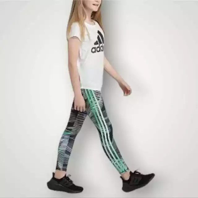 ADIDAS Leggings Girls Large Aeroready Wicks Moisture Pullon  New