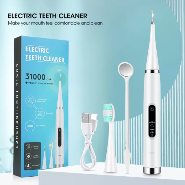 Electric Ultrasonic Tooth Cleaner Dental Calculus Remover Teeth Plaque Clean Kit