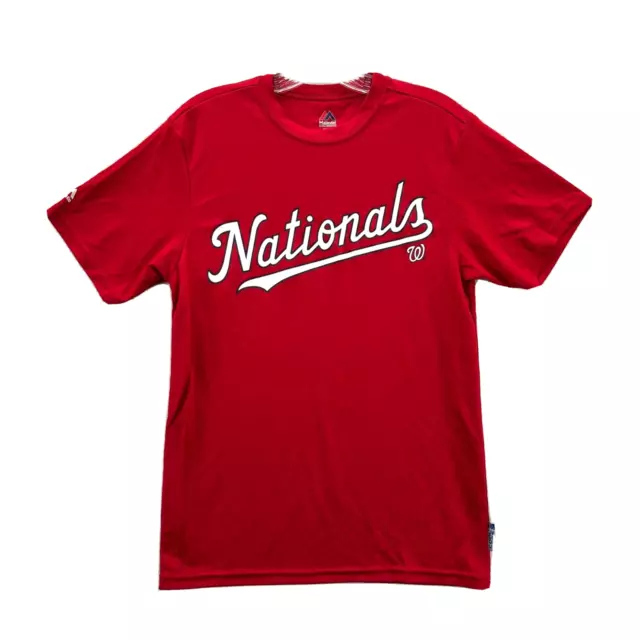 Washington Nationals Jersey Boys Large Red Quick Dry Shirt Youth Majestic New