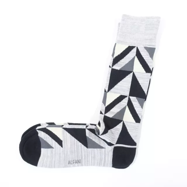 Alfani Gray Black One Size 1 Pair Geometric Triangle Graphic Dress Socks Mens