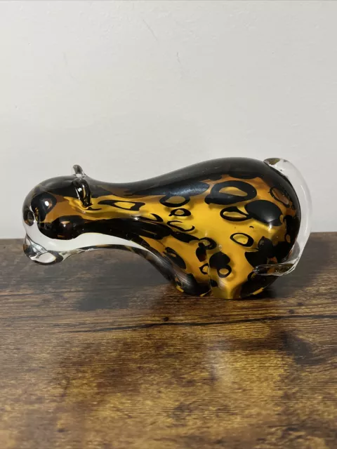 Art Glass Cheetah/Jaguar/Leopard Multicolor MURANO STYLE ~ HEAVY 7” WIDE