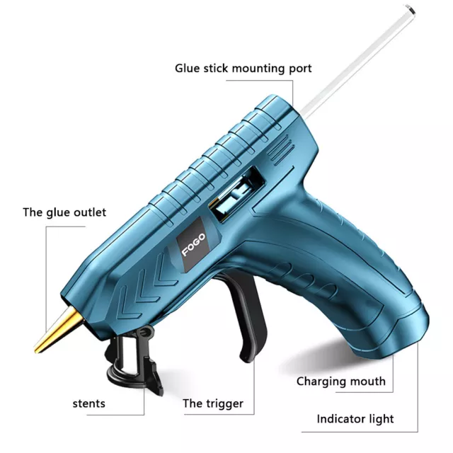 Cordless Hot Melt Glue Gun +10Pcs Glue Sticks Rechargeable Home Craft Applicator 3