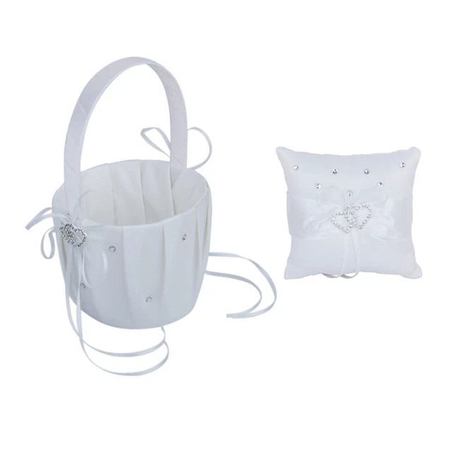 Delicate Crystal Rhinestone Decor Double-Heart Style Flower Basket with 20*20CM