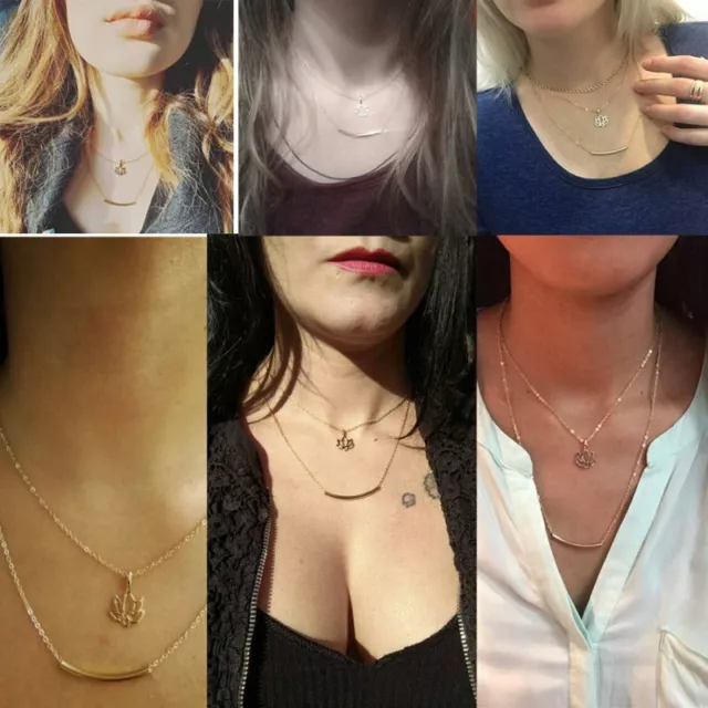 Multi-Layer Card Choker Collar Pendant Chain Clavicle Necklace Women Jewellery 3