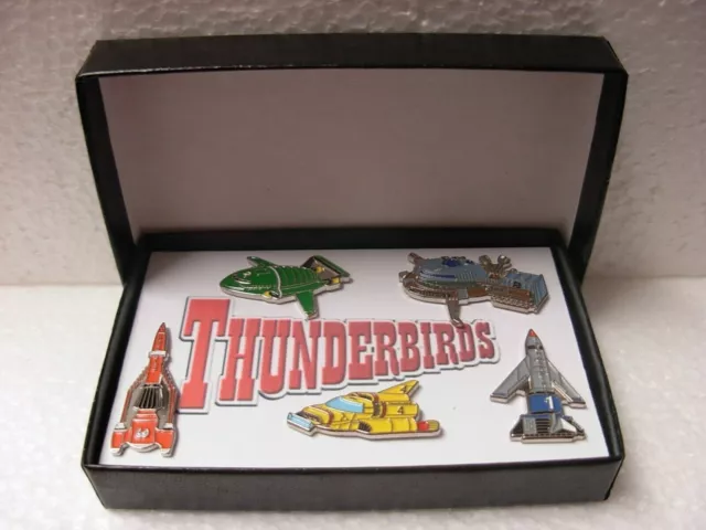 Thunderbird pin badge Box set. 5 assorted Thunderbirds. Metal. Enamel.