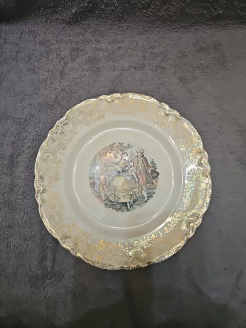 Vintage Set of 2 Sebring Pottery China Chantilly 22K Gold Dinner Plates 10 Inch