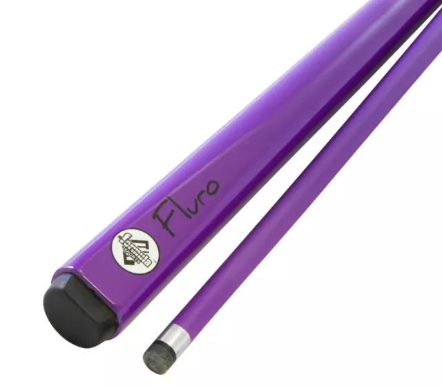 FLURO Pool Snooker Billiard Cue Stick PURPLE 2 Piece + Free Black Case Included