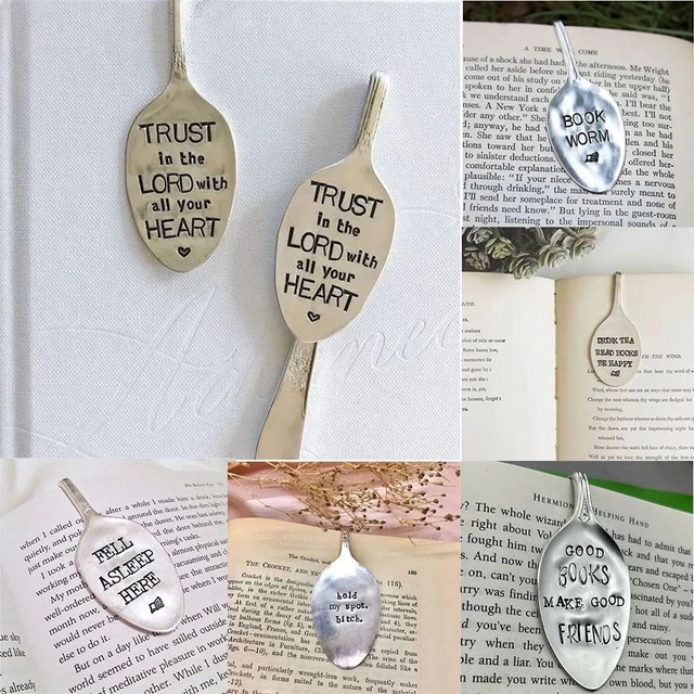 Spoon Shape Bookmarks for Books Stainless Steel Student Stationery