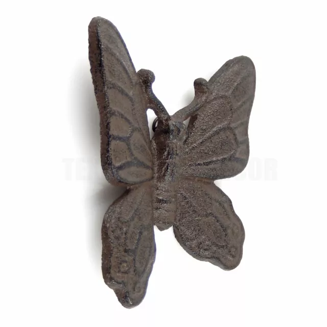 Small Cast Iron Butterfly Wall Decor Plaque Antique Brown Finish Garden Decor 2