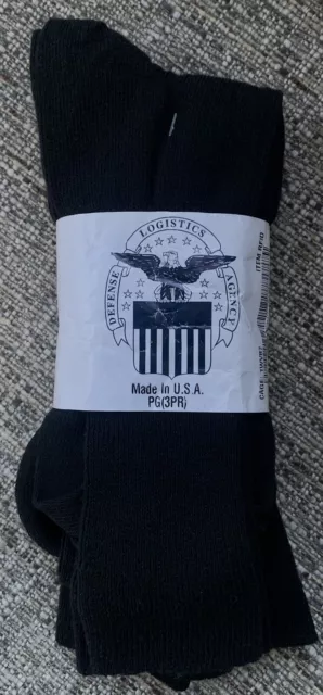 Defense Logistics Agency Socks Size Medium Black 3 Pack New With Tags USA Made