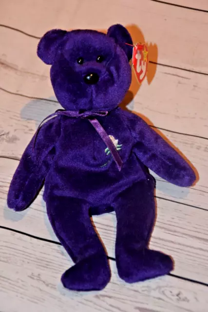 Genuine TY Princess (Diana) Bear 1997 Beanie Baby PVC No Space tag Indonesia 2