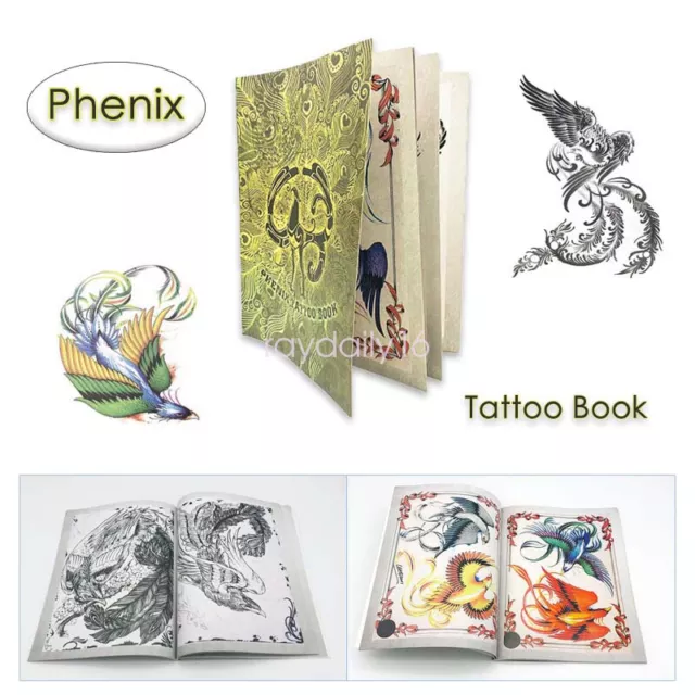 A4 68 Pages Tattoo Art Design Phoenix Flash Manuscript Sketch Book Reference