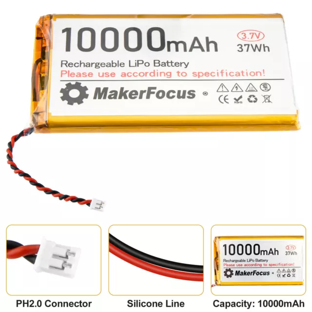 3,7 V Lipo Akku 10000mAh Lithium Akku Schutzplatine Isolierband Micro PH Stecker