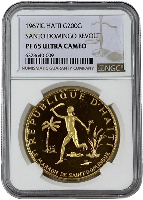 1967 IC Haiti Gold 200 Gourdes Santo Domingo Revolt 1.143oz Coin NGC PF 65 UC