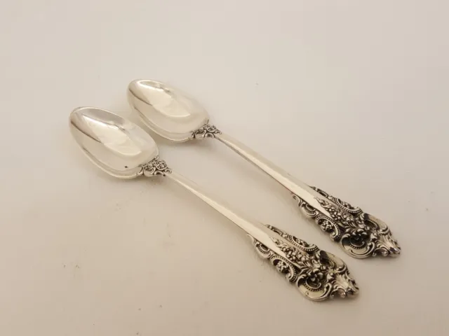 2 Wallace Grand Baroque sterling silver demitasse spoons 4 1/8" beautiful!