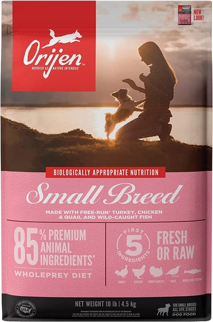 ORIJEN Dog Small Breed Recipe, 4lb, High-Protein Grain-Free Dry Dog Food