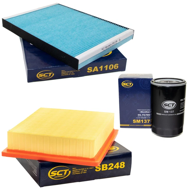 SCT Kit Ricambi Auto - Set Di Ispezione Con Filtro Aria, Filtro Olio E Filtro Abitacolo Originali