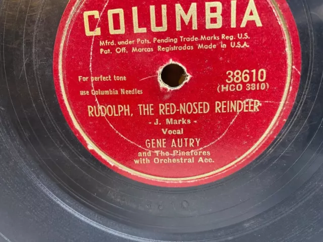 Gene Autry ""Rudolph, The Red Nared Reneer"" 78 Rpm Registro #38610