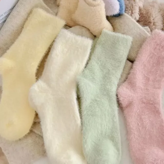 3pairs Pure Color Women Winter Socks Thicken Home Fluffy Sock Warm Socks  Women