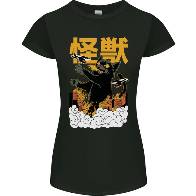 Catzilla Funny Cat Monster Parody Womens Petite Cut T-Shirt