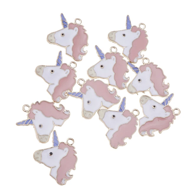 10 Stück/Set Emaille Tier Einhorn Anhänger Charms Schmuckzubehör   Blau