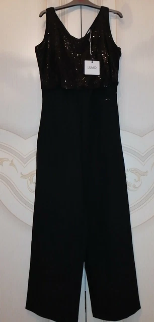 Tuta salopette Liu jo, nuova con etichette, taglia 40,nera, corpino paillettes.