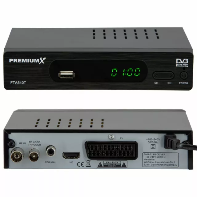 Full HD DVB-T2 Digital Receiver TV Terrestrisch H.265 HEVC DVB-T USB SCART HDMI 3