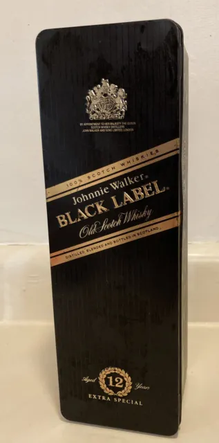 Johnnie Walker Black Label Old Scotch Whiskey Extra Special Hinged Tin BOX ONLY