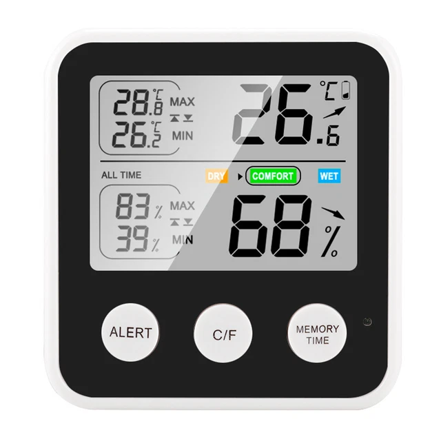 Thermometer Sensor Clear Display Portable Temperature Humidity Meter Monitor Abs