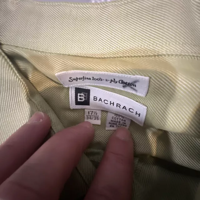 BACHRACH MENS SIZE 17.5 Button Up Dress Shirt moss green Long Sleeve $8 ...