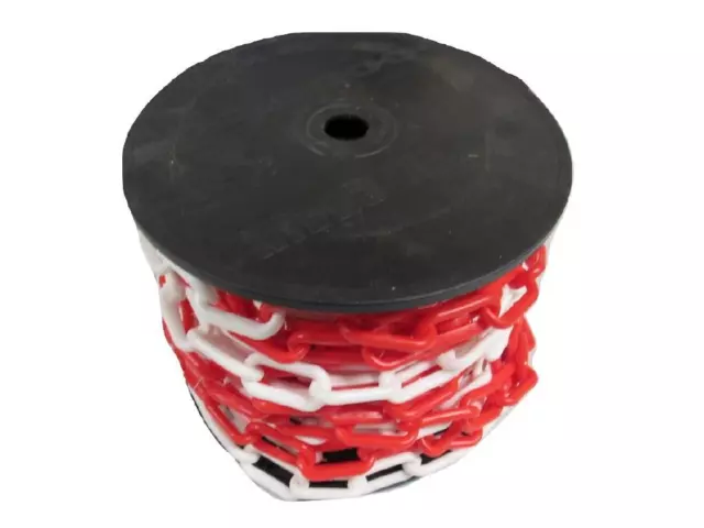 Plastic Safety Barrier Chain Fence 8MM X 25M Red White (Decorative Garden Drive)