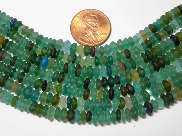 Ancient Roman Glass Saucer Beads apx 2mm x 6mm,  15" strand