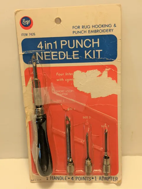 BOYE 4 in 1 Punch Needle Kit for Rug Hooking & Punch Embroidery NOS