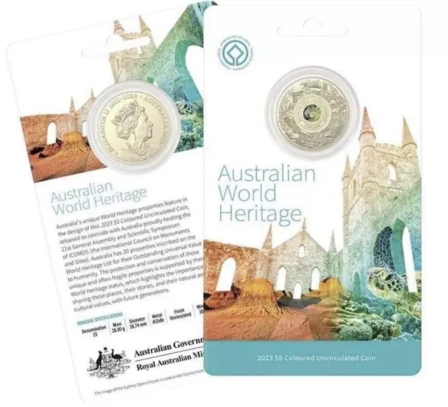 2023 $5 Australian World Heritage Properties Coloured Uncirculated Coin