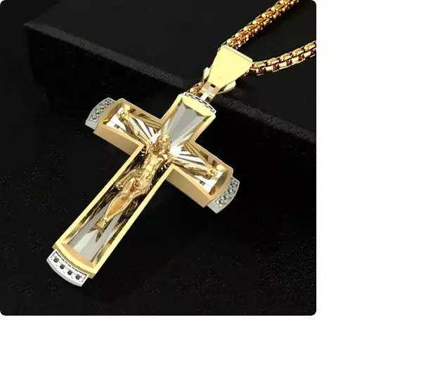 JESUS CROSS CRUCIFIX CATHOLIC PRAY pendant 18K plated GOLD 18" necklace women