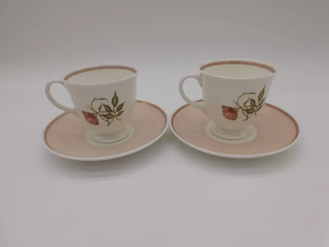 Set 2 Vintage Wedgwood Susie Cooper Bone China Tea Cup & Saucer Talisman Pattern