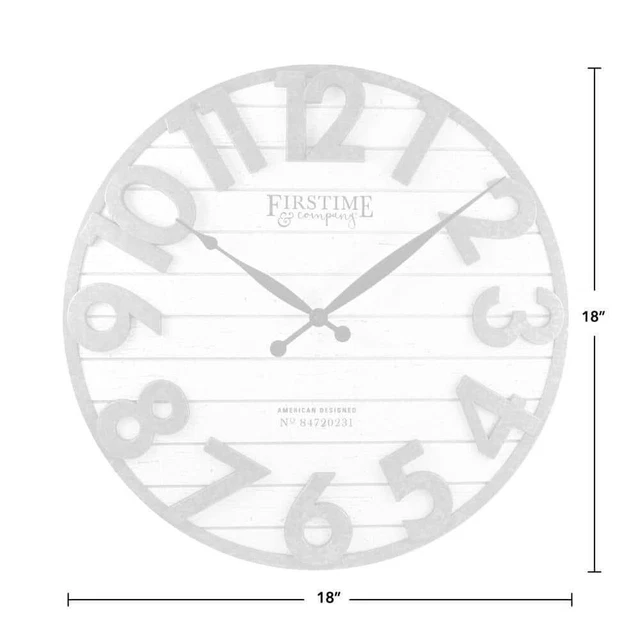FirsTime and Co. Wall Clock Round Black Sawyer Rustic Shiplap Galvanized Finish